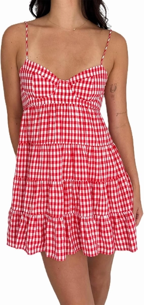 Women Summer Plaid Mini Dress Casual Y2k Gingham Spaghetti Strap Going Out Outfit Cute Flowy Swing Loose Fit Clubwear