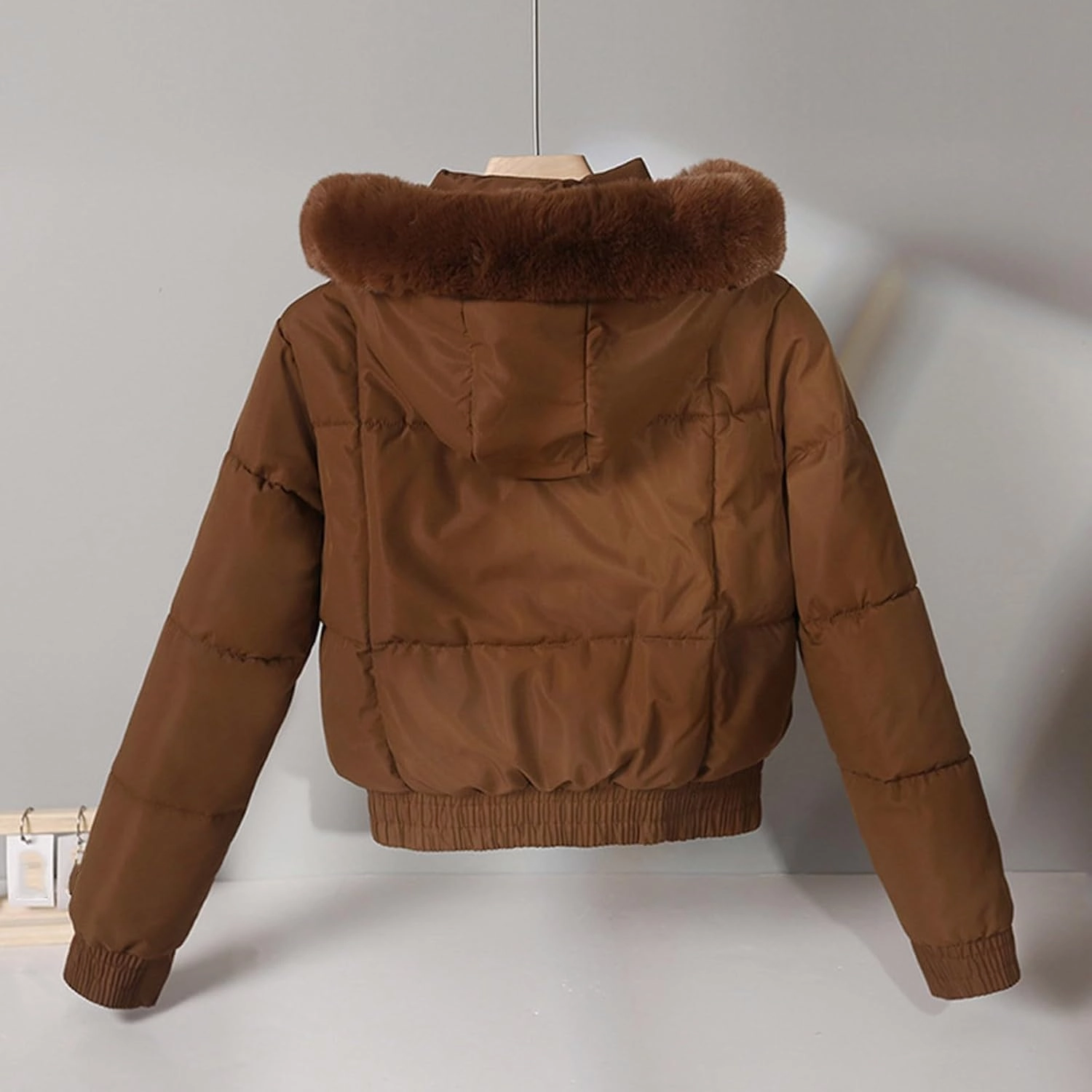 Women Winter Jacket Thicken Fleece Lined Puffer Jacket Long Sleeve Zip Up Warm Winter Coats with Fleece Hood