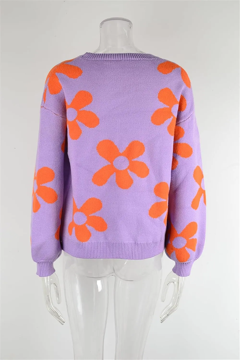 Womens Autumn Winter Sweaters Warm Comfortable Pullovers Casual Fashion Cardigans Ladies Printed Flower Sweater
