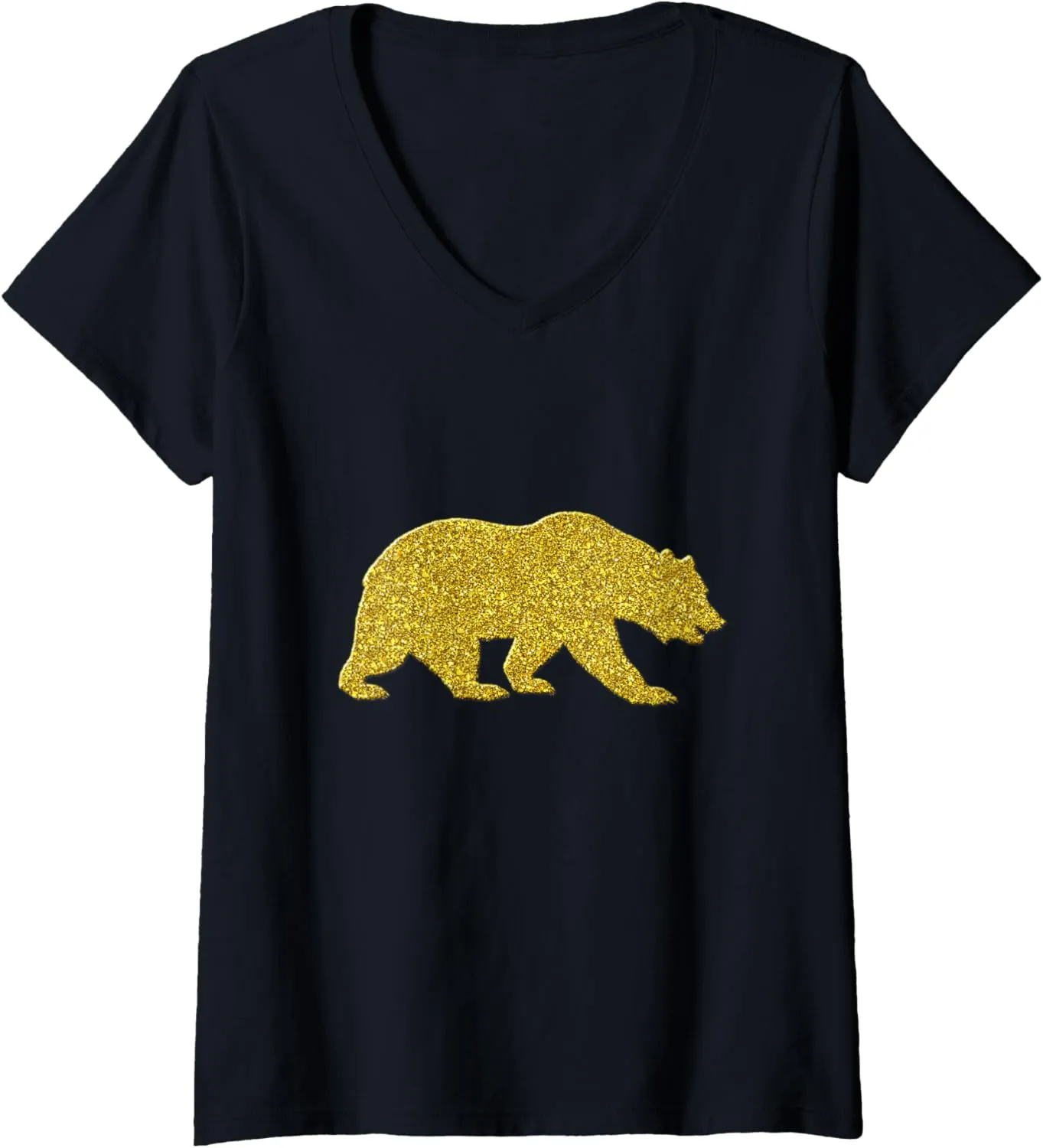 Womens Bear Vintage, Golden retro animal symbol V-Neck T-Shirt