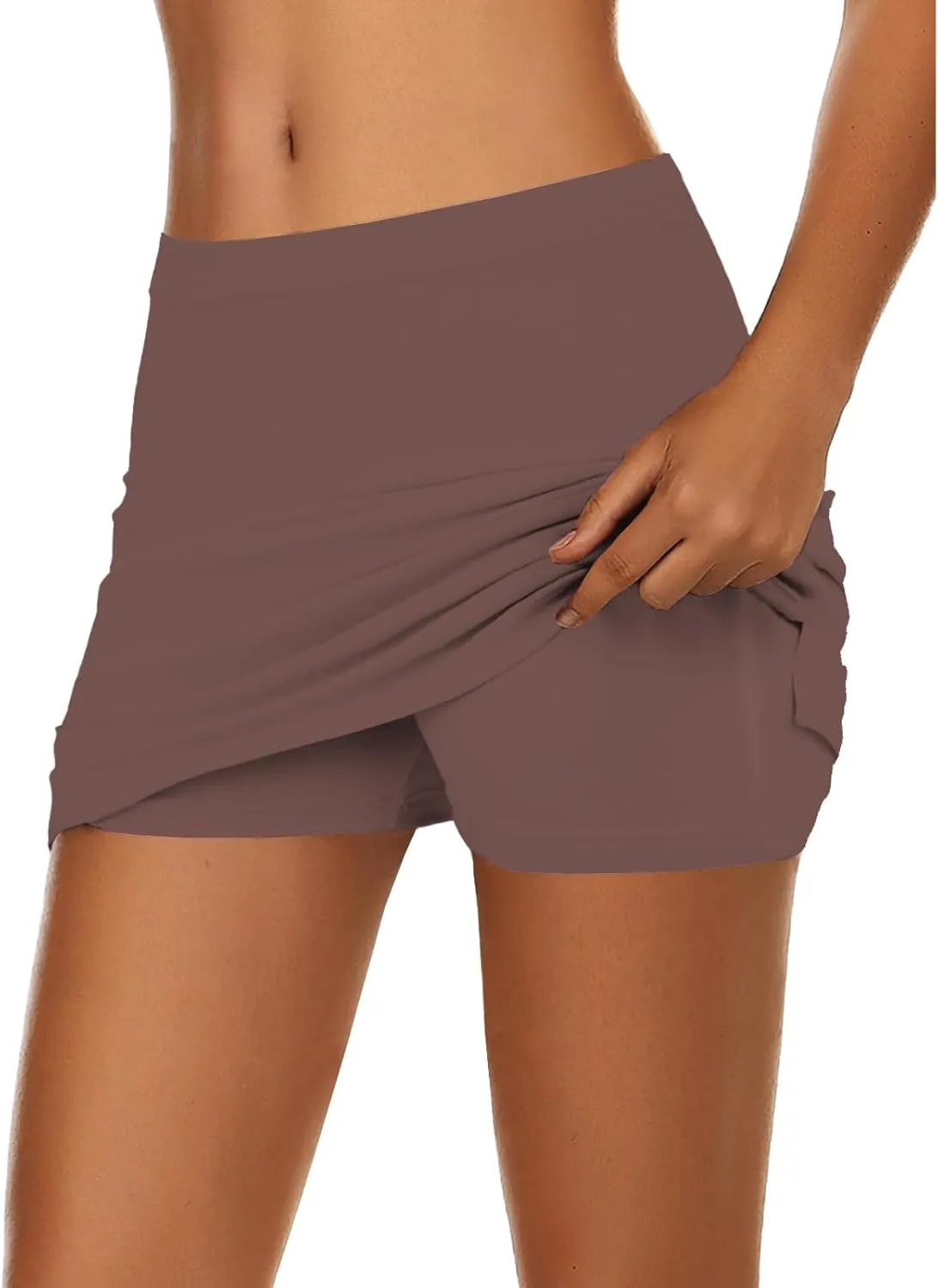 Womens Mini Skort, Mid Waist Sexy Side Split Hem Summer Y2k Bodycon Mini Skirt with Shorts