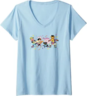 Womens Paul Frank Retro Group Skate Party V-Neck T-Shirt