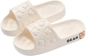 Women's Slippers Cute Bear Dog Cartoon Pattern Girl's Thick Soles Indoor Outdoor Slippers