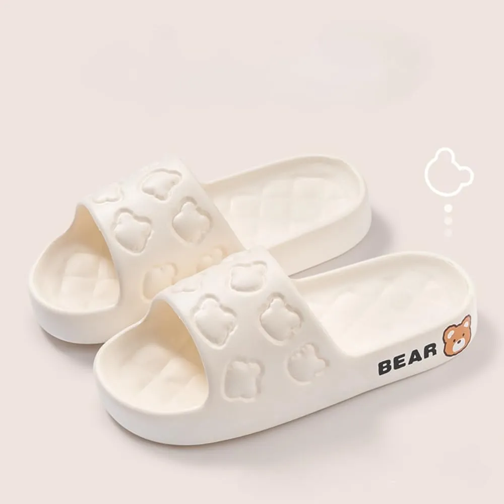 Women's Slippers Cute Bear Dog Cartoon Pattern Girl's Thick Soles Indoor Outdoor Slippers