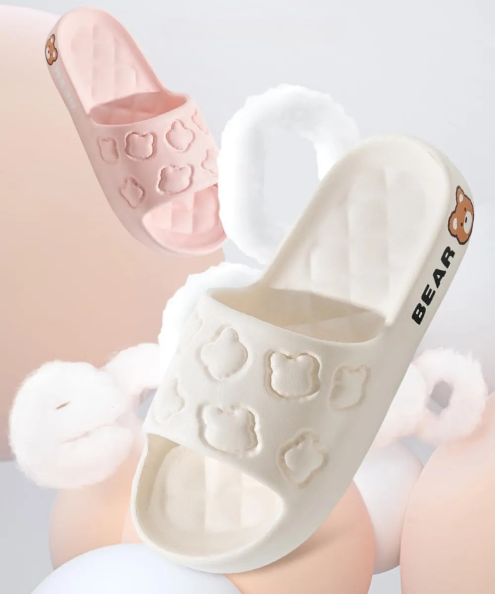 Women's Slippers Cute Bear Dog Cartoon Pattern Girl's Thick Soles Indoor Outdoor Slippers