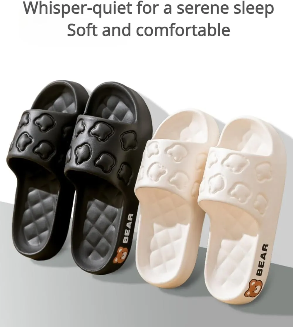 Women's Slippers Cute Bear Dog Cartoon Pattern Girl's Thick Soles Indoor Outdoor Slippers