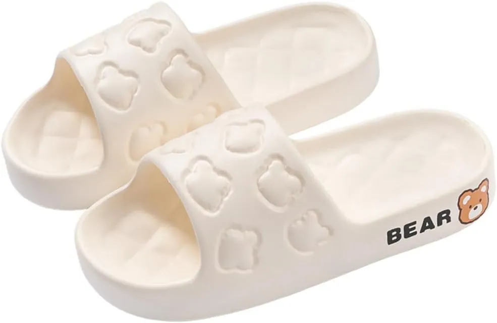 Women's Slippers Cute Bear Dog Cartoon Pattern Girl's Thick Soles Indoor Outdoor Slippers