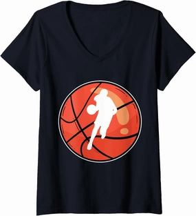 Womens Basketball Dunk Basketball Player Team Hoop V-Neck T-Shirt