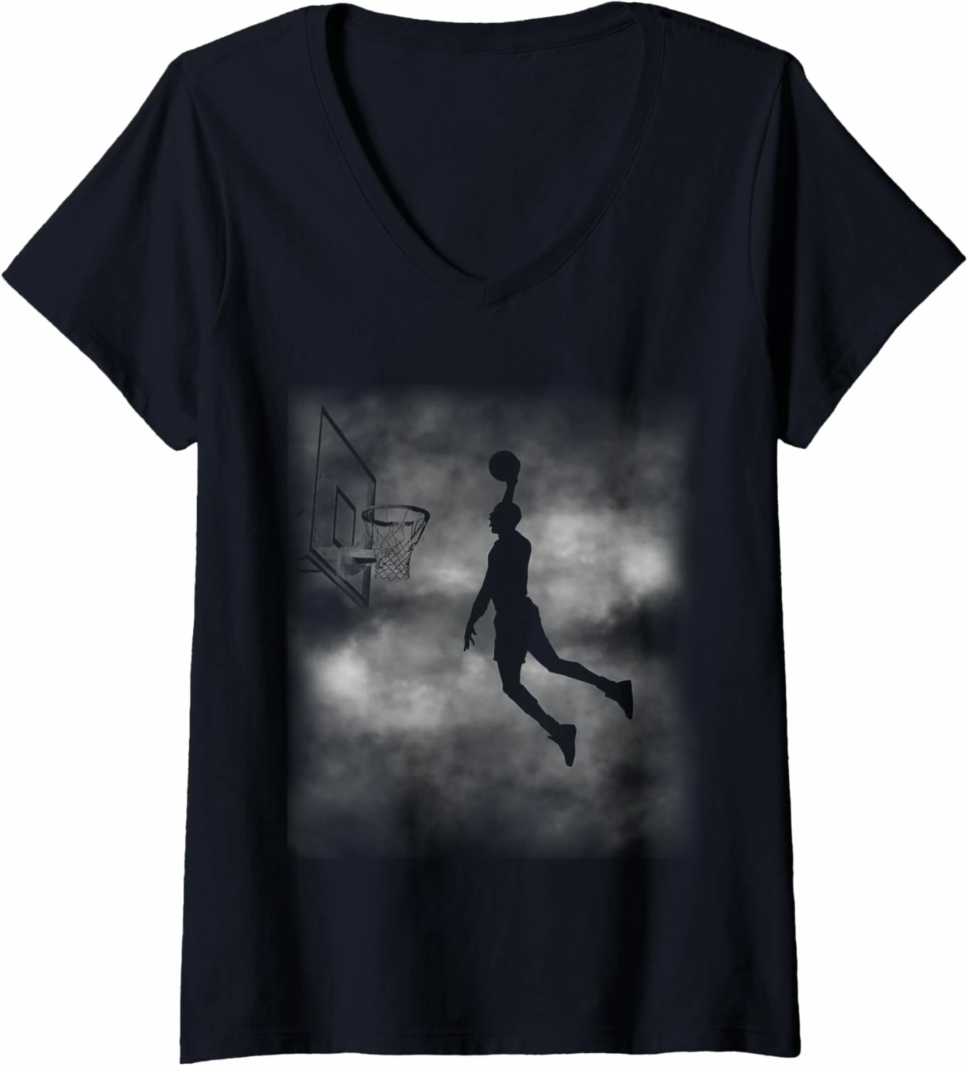 Womens Basketball Dunk Silhouette Sportswear Design Slam Vision V-Neck T-Shirt