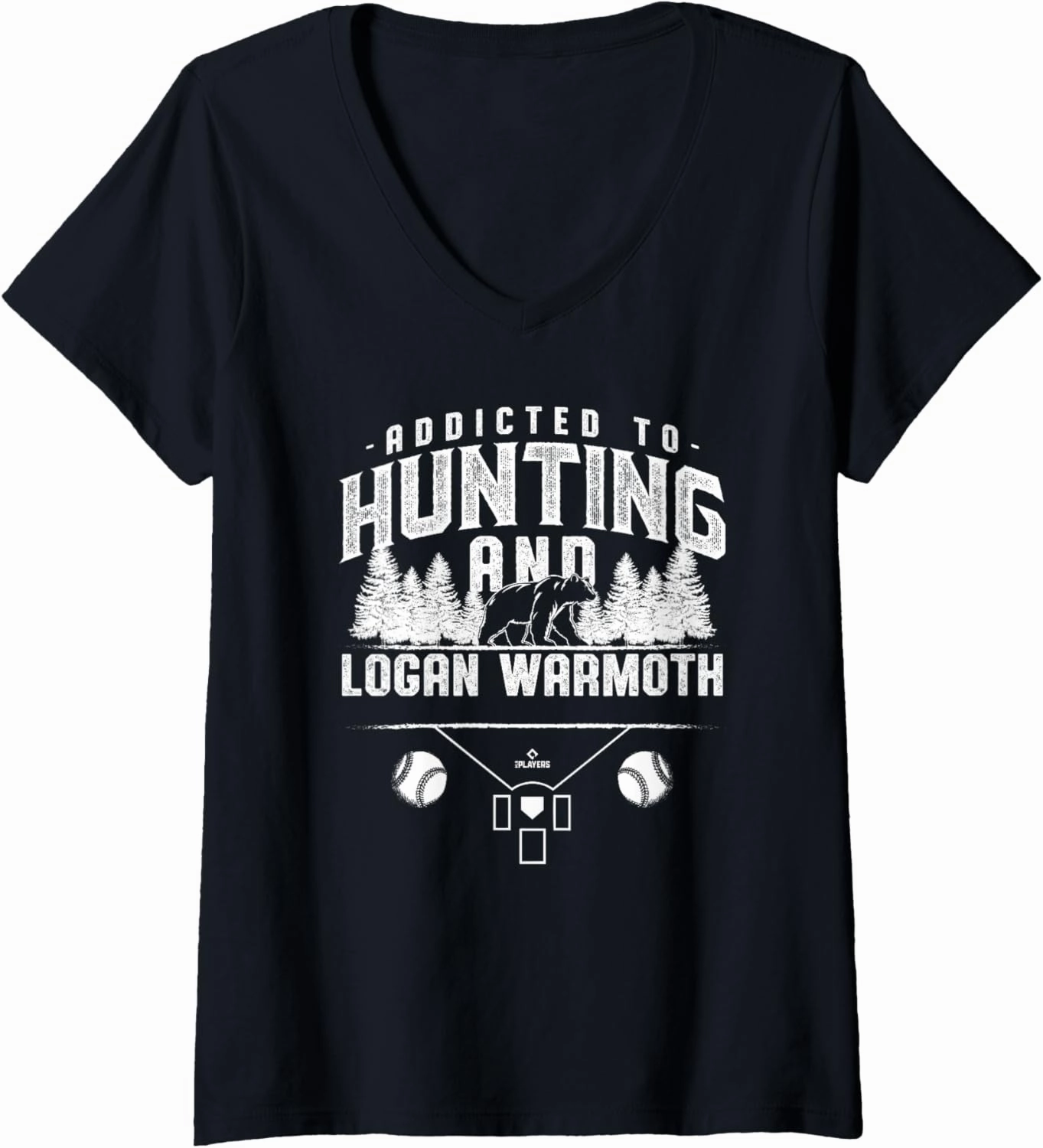 Womens Bear Hunting and Logan Warmoth Prospect Baseball Fan Gear V-Neck T-Shirt