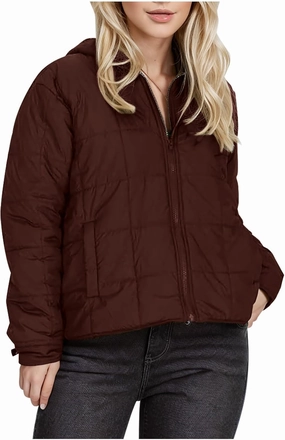 Womens Cropped Winter Coats Long Sleeve Zip Up Puffer Coat Warm Casual Lightweight Winter Jacket with Pockets