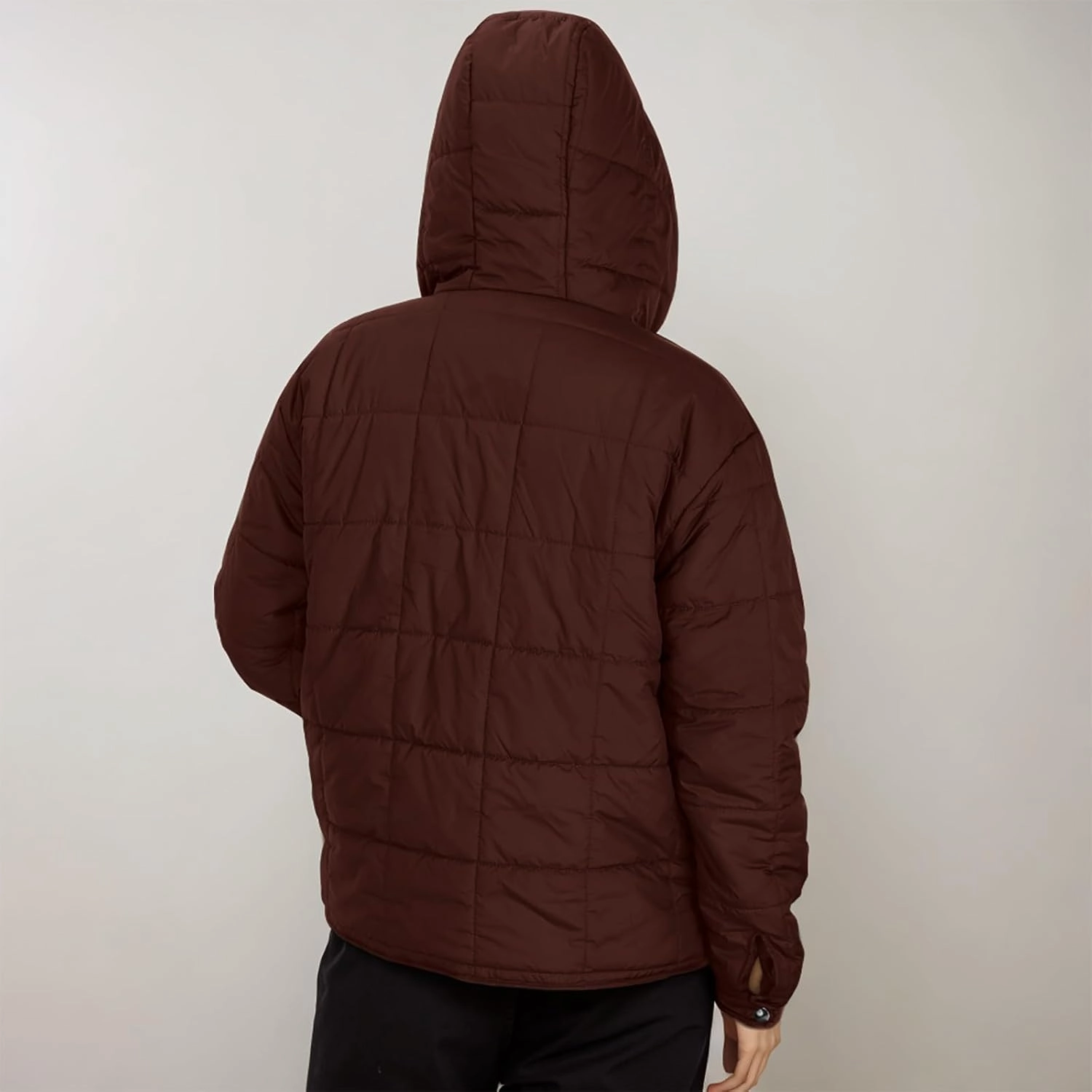 Womens Cropped Winter Coats Long Sleeve Zip Up Puffer Coat Warm Casual Lightweight Winter Jacket with Pockets
