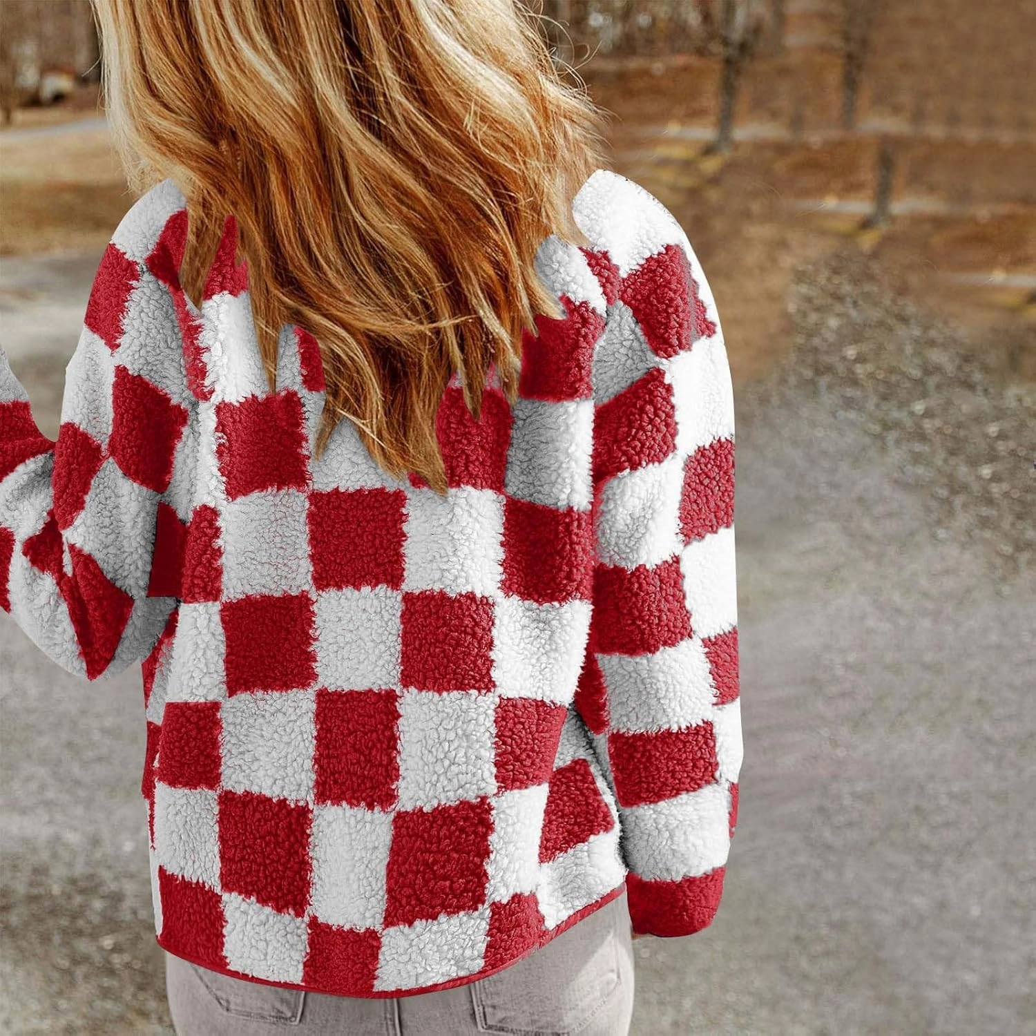 Womens Fleece Jackets Fashion 2024 Plaid Button Down Sherpa Teddy Coat Causal Fall Winter Fuzzy Coats Outwear