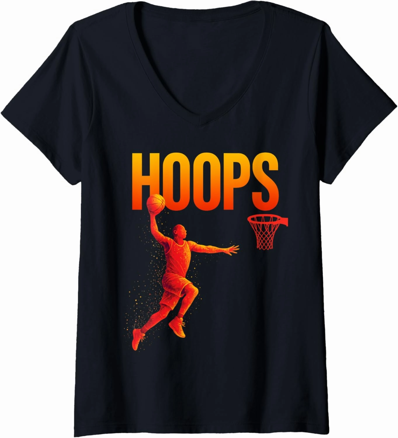 Womens Hoops Slam Dunk Basketball Sports Mid Air Men Boys V-Neck T-Shirt
