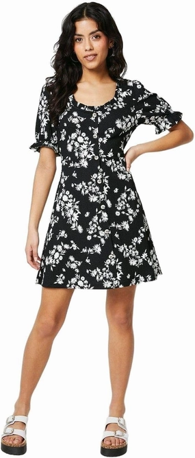 Womens/Ladies Ditsy Print Tie Back Petite Mini Dress