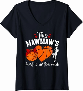 Womens On That Court Basketball Mawmaw Basketball Player Mawmaw V-Neck T-Shirt