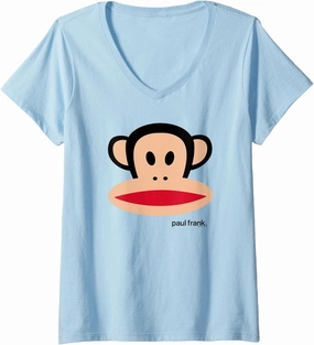 Womens Paul Frank Julius The Monkey Big Face V-Neck T-Shirt