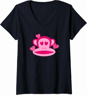 Womens Paul Frank Valentine's Day Julius Logo V-Neck T-Shirt