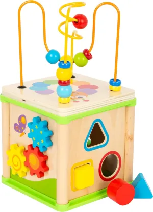 Wooden Activity Cube, Sweet Little Bugs by Small Foot – Classic 5-Sided Interactive Toy with Shape Sorter, Clock & Wheels - Develops Kids Imaginative Play, Coordination, Motor Skills – Age 12  Months