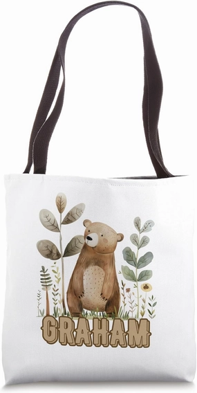 Woodland Bear Forest Animals Personalized GRAHAM Tote Bag