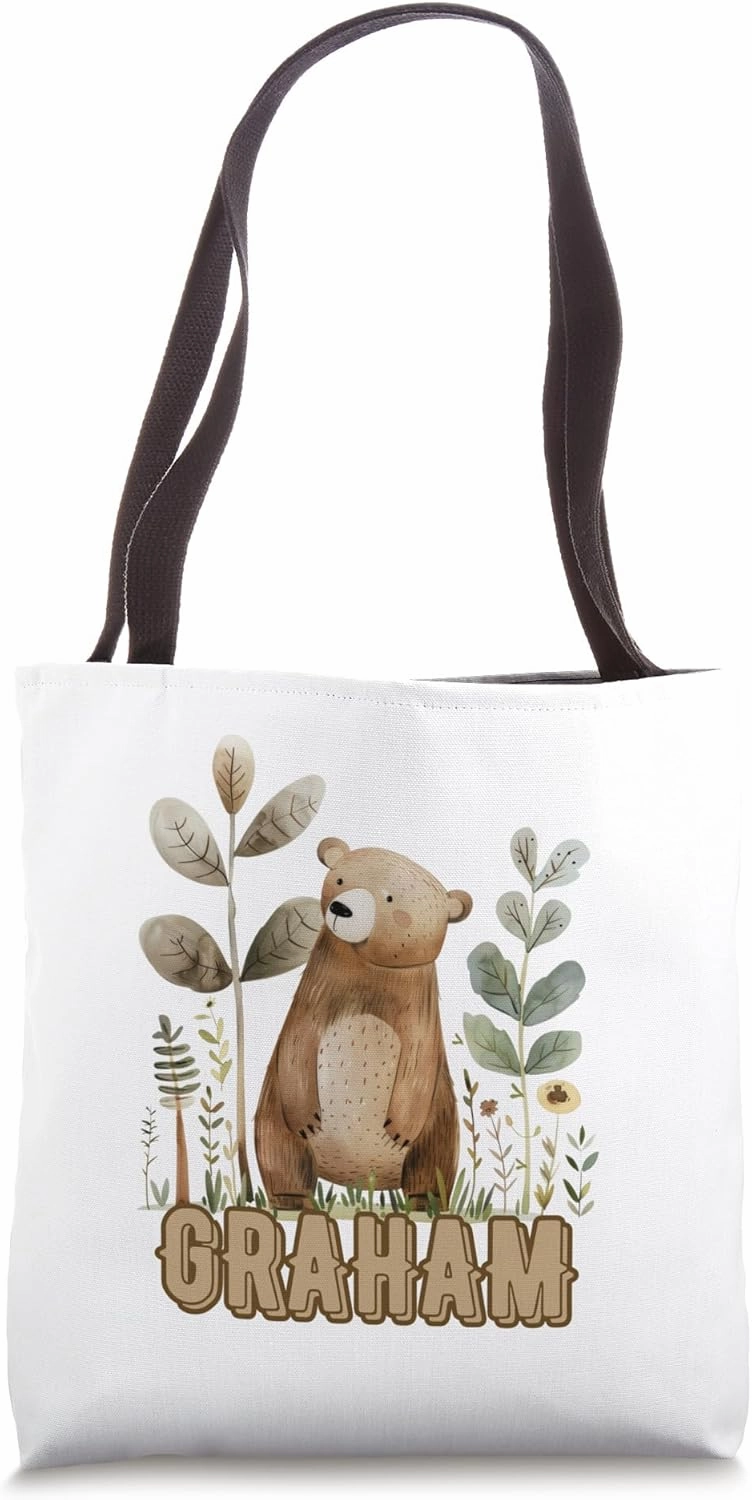Woodland Bear Forest Animals Personalized GRAHAM Tote Bag