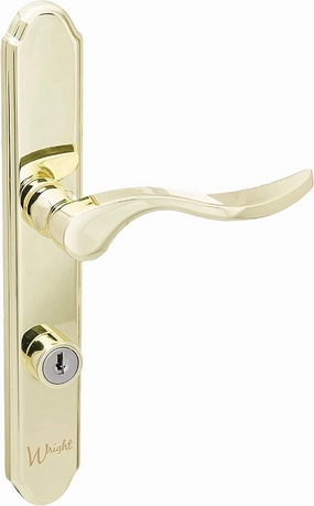 Wright Products - Serenade Mortise Keyed Lever Mount Latch with Deadbolt for Screen and Storm Doors, Polished Brass