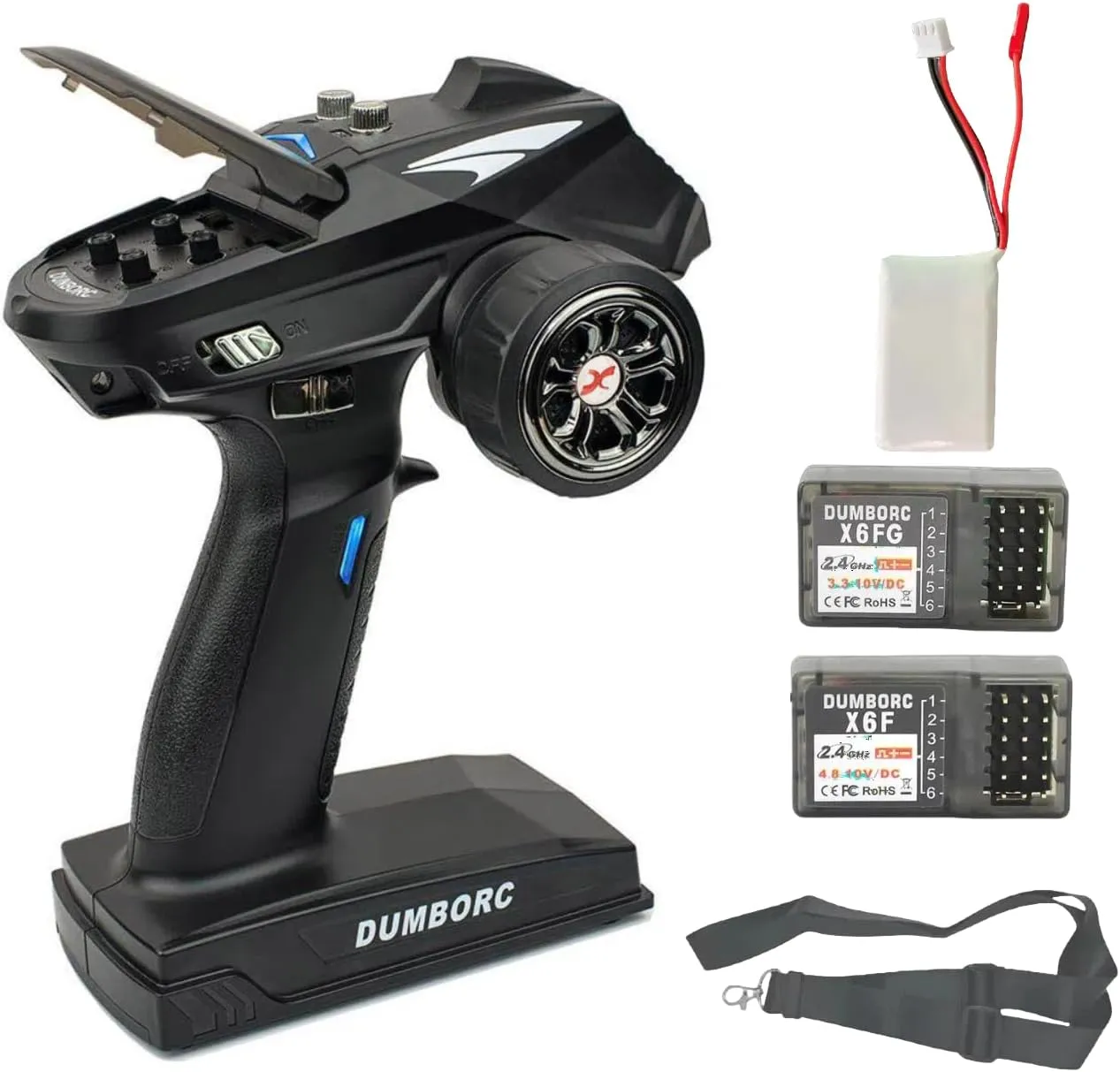 X6 6 Channel Transmitter and Receiver With Battery Remote and X6F X6FG Built-in Gyro Mixed Mode Controller for RC Car/Boat/Tank
