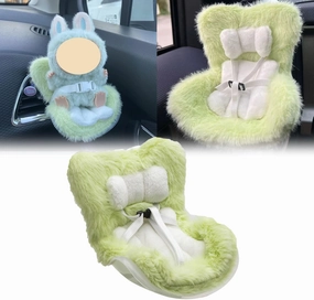 x xotic tech Car Seat for Dolls with Soft Furry Cushion, Cute Safety Seat Fresheners Clips onto Car Air Vent, Includes Seat Leg for Desktop Display, Car Ornament Decoration Accessories (Green)