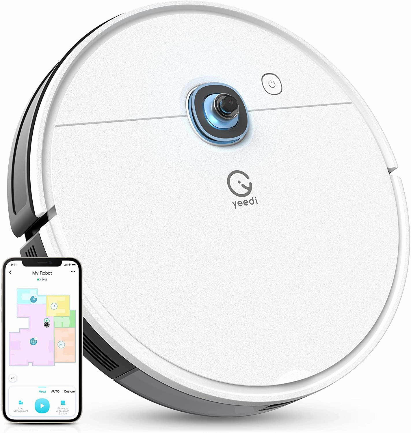 Yeedi k650 Robot Vacuum, 2000Pa Wi-Fi Robotic Vacuum Cleaner with 800ML Big Dustbin and Tangle-Free Brush, Perfect for Pet Hair, Carpets, Hard Floor, Self-Charging, Compatible with Boundary Strips