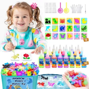 YHRK Magic Water Elf Toy Kit - 20 Colors Water Gel Kit for Kids - 60ml Water Elf Set with 18 Shape Molds - Handmade Water Toy - Creative Magic Aqua Toys - Children's DIY Aqua Marine Life(20 Colors)