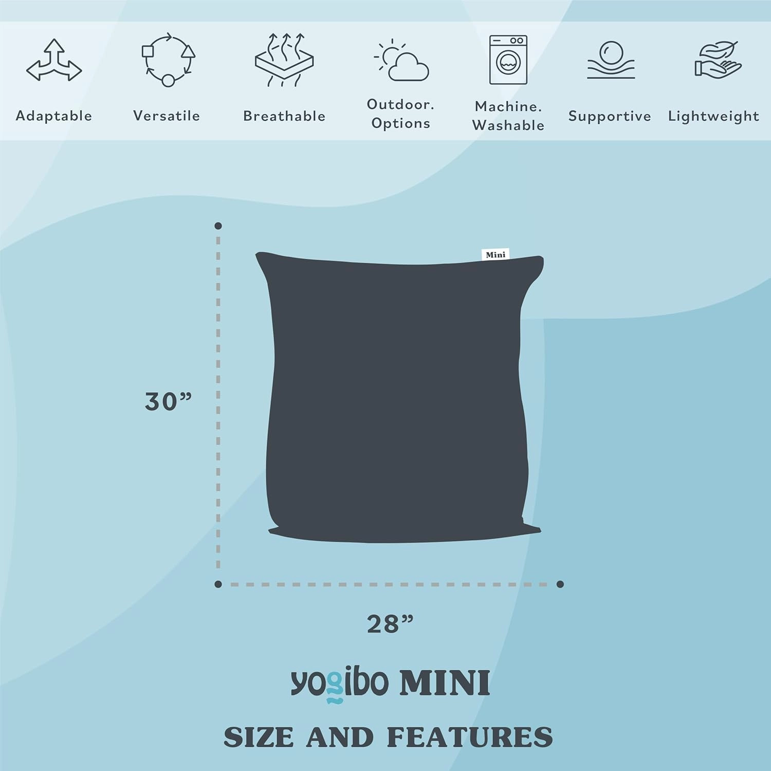 Yogibo Mini Small Bean Bag Lounger Chair for Kids, Teens and Adults with Filling, Soft, Plush, Comfy, Sensory Lounge Beanbag, Washable Cover, Lavender