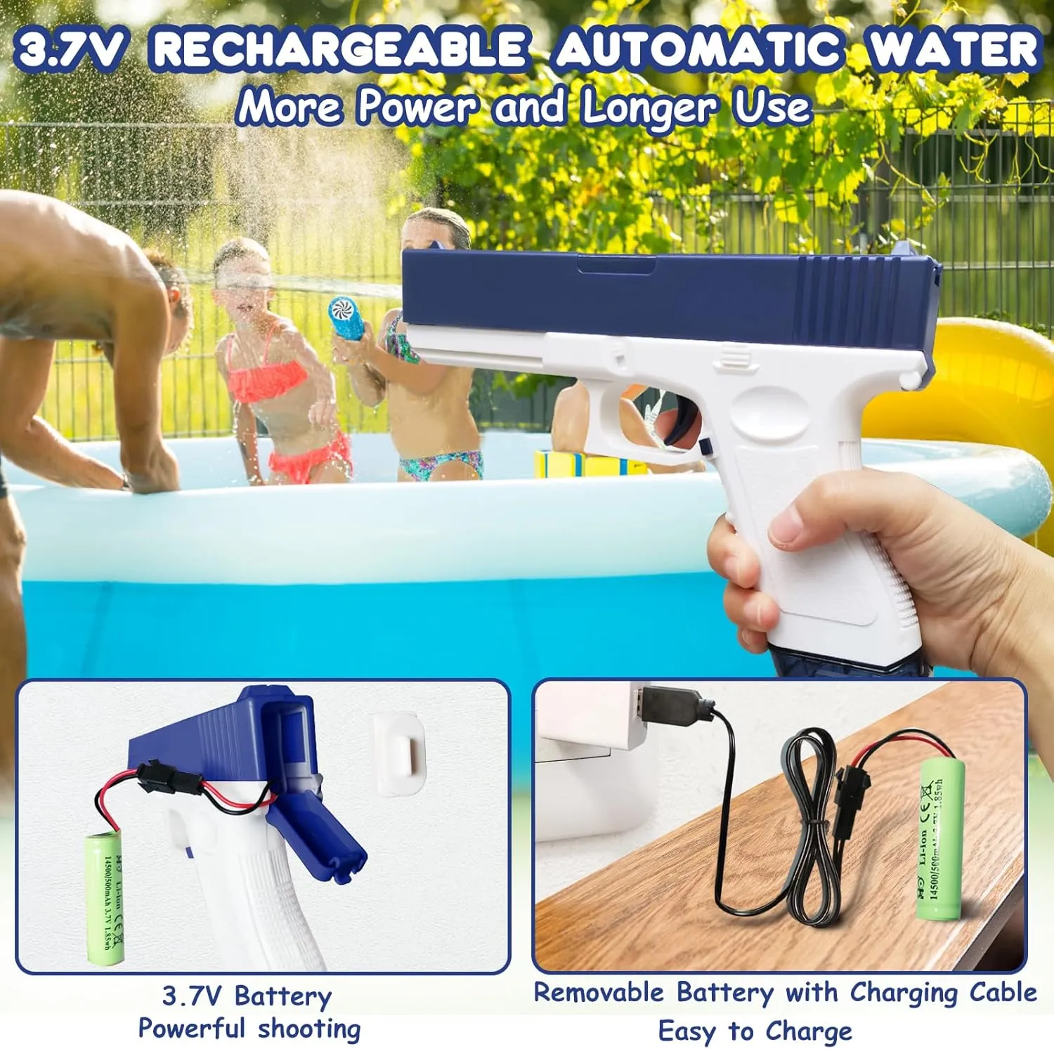Zanktony Super Electric Water Gun for Adults Kids, Powerful 434CC 58CC High Capacity Automatic Squirt Guns Up to 32 FT Range for Swimming Pool Party Beach Outdoor Activity