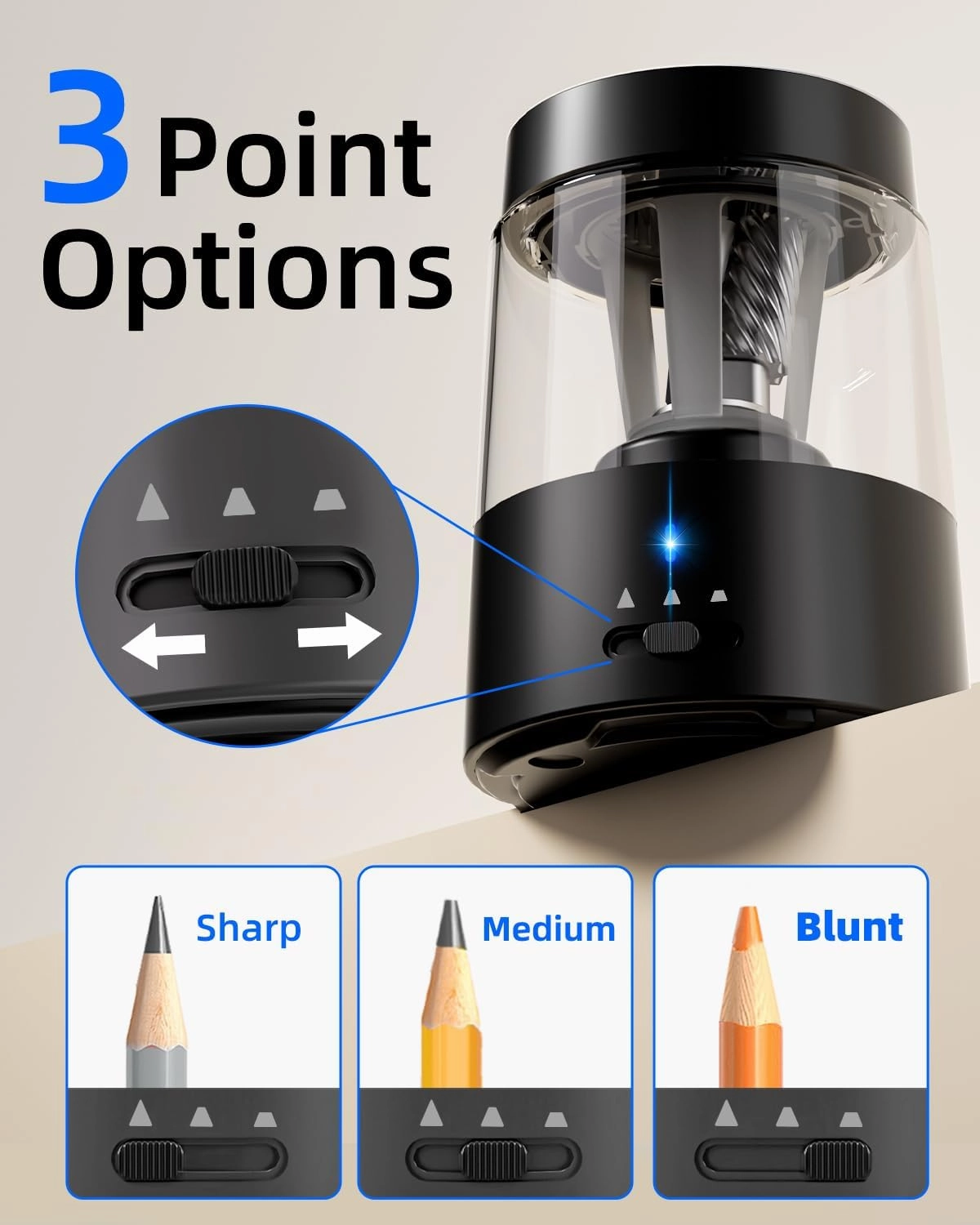 ZMOL Electric Pencil Sharpener for Colored Pencils, Rechargeable Hands-Free Pencil Sharpeners,Fully Automatic Robot Pencil Sharpener, Auto in & Out